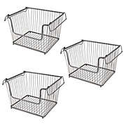 mDesign Stackable Storage Basket with Handles, 3 Pack