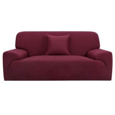 PiccoCasa Stretch Sofa Cover Couch Covers, Contemporary Solid Classic for Sofas Love-seat Armchair Universal Elastic Polyester Furniture with One Cushion Cover Large Burgundy. View a larger version of this product image.