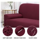 Alternate image 1 for PiccoCasa Stretch Sofa Cover Couch Covers, Contemporary Solid Classic for Sofas Love-seat Armchair Universal Elastic Polyester Furniture with One Cushion Cover Large Burgundy