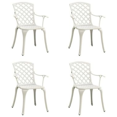 Stock Preferred 4-Pieces Cast Aluminum Garden Chairs in White. View a larger version of this product image.