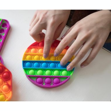 Pop Toy Silicone Bubble Popping Game, Rainbow Round   Push Pop Fidget Sensory Toy For Special Needs, ADD, ADHD   Anxiety And Stress Relief Game, Novelty Gift for Kids. View a larger version of this product image.