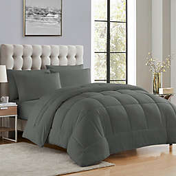 Sweet Home Collection Bed-in-A-Bag Solid Color Comforter & Sheet Set Soft All Season Bedding, Full, Gray