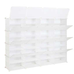 Inq Boutique 8-Tier Portable 64 Pair Shoe Rack Organizer 32 Grids Tower Shelf Storage Cabinet Stand Expandable for Heels, Boots, Slippers, White RT