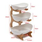 Alternate image 3 for Kitcheniva 3-Tier Ceramic Fruit Candy Trays Bamboo Basket, White