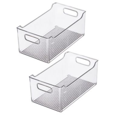 mDesign Plastic Kitchen Pantry Cabinet Food Storage Bin, 2 Pack - Clear. View a larger version of this product image.