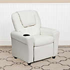 Alternate image 0 for Flash Furniture Contemporary White Vinyl Kids Recliner With Cup Holder And Headrest - White Vinyl