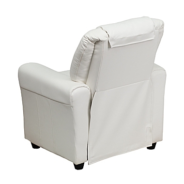 Flash Furniture Contemporary White Vinyl Kids Recliner With Cup Holder And Headrest - White Vinyl. View a larger version of this product image.