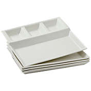 Juvale Divided Serving Trays, Ceramic Appetizer Platters for Party (White, 10.25 x 8.6 In, 4 Pack)