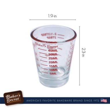 Baker's Secret Measuring Glass, Shot Glass, Durable Thick 1.5oz, Kitchen Essentials, Clear. View a larger version of this product image.