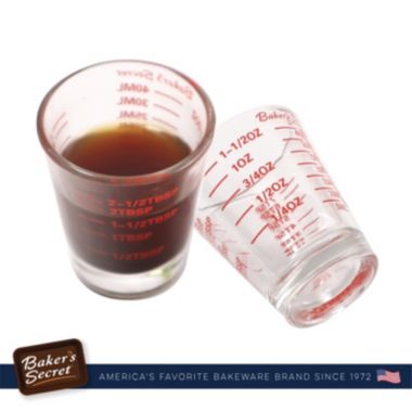 Baker's Secret Measuring Glass, Shot Glass, Durable Thick 1.5oz, Kitchen Essentials, Clear. View a larger version of this product image.