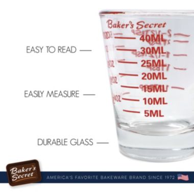 Baker's Secret Measuring Glass, Shot Glass, Durable Thick 1.5oz, Kitchen Essentials, Clear. View a larger version of this product image.