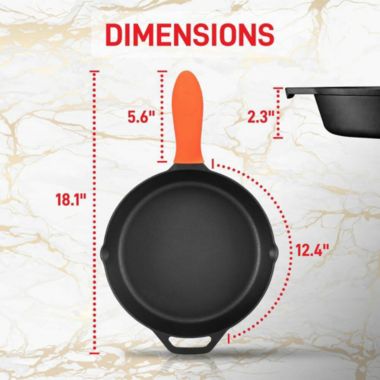 NutriChef Nonstick Cast Iron Frying Pan w/ Lid & Handle Cover. View a larger version of this product image.