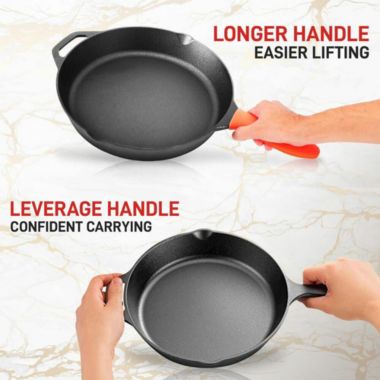 NutriChef Nonstick Cast Iron Frying Pan w/ Lid & Handle Cover. View a larger version of this product image.
