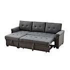 Alternate image 1 for Contemporary Home Living 86" Lucca Gray Linen Reversible Sleeper Sectional Sofa with Storage Chaise