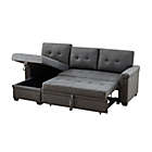 Alternate image 2 for Contemporary Home Living 86" Lucca Gray Linen Reversible Sleeper Sectional Sofa with Storage Chaise