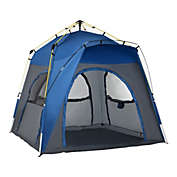 Outsunny Easy Pop Up Tent 4 Person Automatic Hydraulic Family Quick Setup Camping Tents w/ Windows, Doors Carry Bag Included