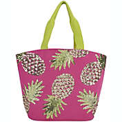 Mina Victory Pineapple Hot Pink Beach Tote Bag