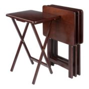 Winsome Set Of 4 Single TV Tables, Rect, Walnut (94120)
