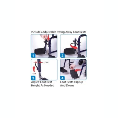 Carex Transport Wheelchair With 19 inch Seat - Folding Transport Chair with Foot Rests - Foldable Wheel Chair for Travel and Storage. View a larger version of this product image.