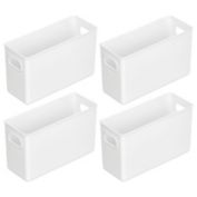 mDesign Plastic Office Storage Organizer Bin with Handles, 4 Pack, Clear