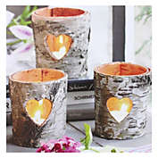 Northlight 12" Gray and White LED Lighted Flickering Rustic Birch Candles Canvas Wall Art