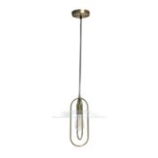 Simple Designs 1 Light Modern Metal Pendant Light with Clear Glass Shade - Antique Brass