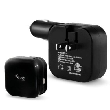 Fuse - 2 in 1 Wall and Car Charger 2Port 2.1Amp Foldable Prongs & Cigarette Lighter Adapter. View a larger version of this product image.