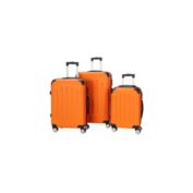 Zimtown Orange 3 Pieces Travel Luggage Set Bag ABS Trolley Carry On Suitcase