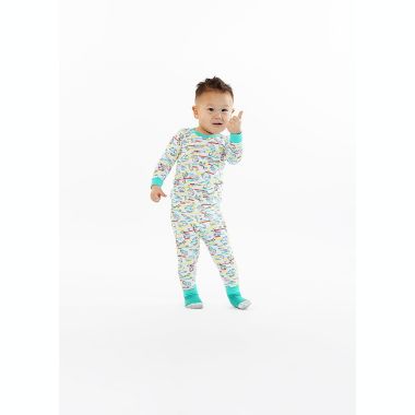 Sleep On It Infant/Toddler Boys Neon Zoo Snug Fit 2-Piece Pajama Sleep Set With Matching Socks. View a larger version of this product image.