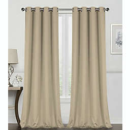 GoodGram 2 Pack  Hotel Thermal Grommet 100% Blackout Curtains - 52 in. W x 84 in. L, Monterey Taupe