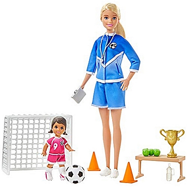 Barbie Soccer Coach Playset w/ Blonde Soccer Coach Doll, Student Doll & Accessories. View a larger version of this product image.