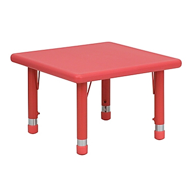 Flash Furniture 24&#39;&#39; Square Red Plastic Height Adjustable Activity Table. View a larger version of this product image.