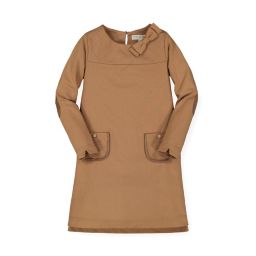 Hope & Henry Girls' Quilted Ponte Riding Dress (Honey Brown, 6-12 Months)
