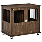 Alternate image 0 for PawHut Stylish Dog Kennel, Wooden End Table Furniture with Cushion & Lockable Magnetic Doors, Small Size Pet Crate Indoor Animal Cage, Brown
