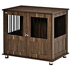 Alternate image 1 for PawHut Stylish Dog Kennel, Wooden End Table Furniture with Cushion & Lockable Magnetic Doors, Small Size Pet Crate Indoor Animal Cage, Brown