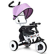 Slickblue 4-in-1 Kids Baby Stroller Tricycle Detachable Learning Toy Bike-Pink