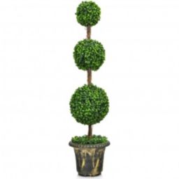 Costway 4 Feet Artificial Topiary Triple Ball Tree Plant