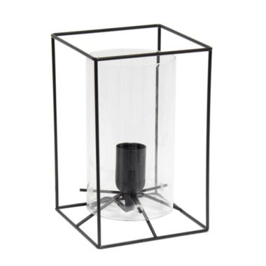 Elegant Designs Small Exposed Glass and Metal Table Lamp, Black/Clear. View a larger version of this product image.