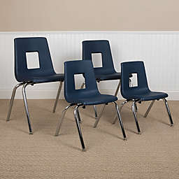 Flash Furniture 4 Pack Advantage Navy Student Stack School Chair - 18-inch