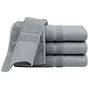 PiccoCasa Hand Towel Set 14" x 30", Soft 100% Combed Cotton 600 GSM Luxury Towels Highly Absorbent for Bathroom Kitchen Shower Towel Gray 4 Pieces