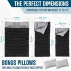 Alternate image 1 for Zone Tech Double Camping Sleeping Bag with 2 Pillows - 3-4 Season Lightweight Waterproof Warm & Cool Weather Adult & Kids Sleeping Bag Converts into 2 Single -Camping, Hiking, & Outdoors 2 Pack