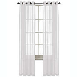 GoodGram Basic Home Grommet Top Single Sheer Window Curtains - 52 in. W x 90 in. L, White