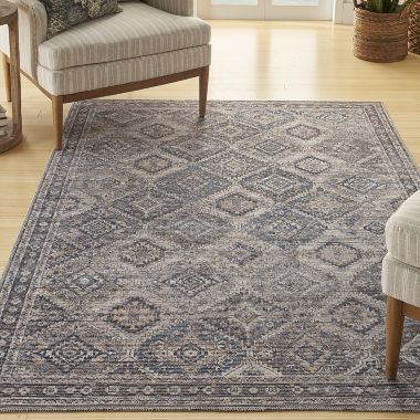 Nicole Curtis Machine Washable Series 1 Vintage Persian Indoor Rug Ivory/Latte 6' x 9'. View a larger version of this product image.
