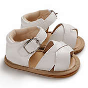 Laurenza&#39;s Baby Girls White Leather Sandals