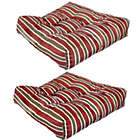 Alternate image 0 for Sunnydaze Indoor/Outdoor Patio Dining Replacement Square Tufted Seat and Back Cushions - Classic Red Stripe - 2pk