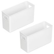 mDesign Plastic Storage Bin with Handles for Home Office, 2 Pack