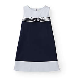 Hope & Henry Girls' Colorblock Ponte Dress (Navy and White Block, 12-18 Months)