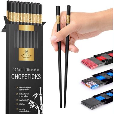 Zulay Kitchen Reuseable Premium Japanese Chopsticks - Gold. View a larger version of this product image.