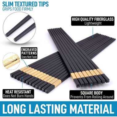 Zulay Kitchen Reuseable Premium Japanese Chopsticks - Gold. View a larger version of this product image.