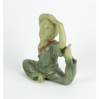 Contrast Stunning Aged Finish Child Monk Yoga Pigeon Pose Statue 8 Inches High. View a larger version of this product image.